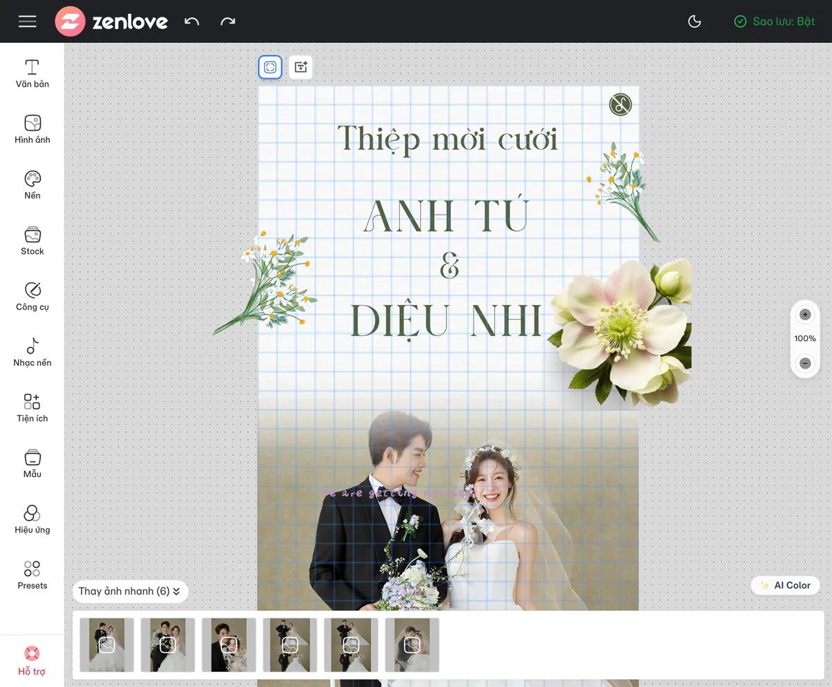 Trình chỉnh sửa thiệp cưới online của ZenLove